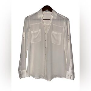 Express Portofino Semi Sheer Blouse Long Sleeve Casual Summer Breathable Women S